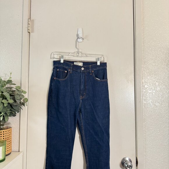 ☀️ ABERCROMBIE & FITCH Ankle Straight Ultra High Rise Jeans Dark Wash Denim - Picture 8 of 9